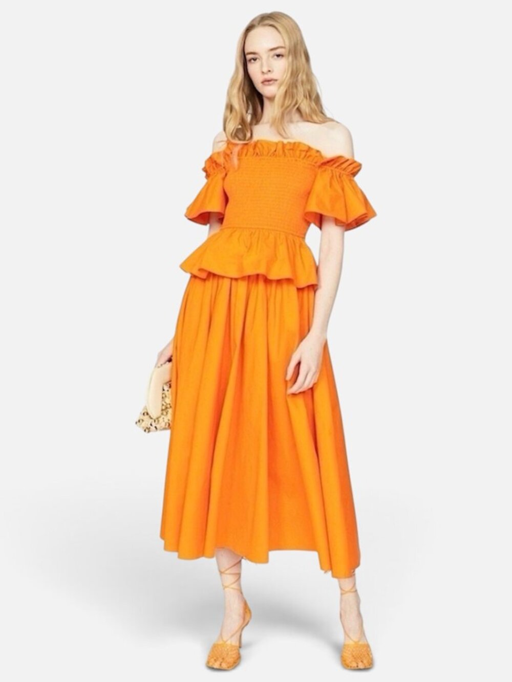 Toccin x RTR Smocked Off The Shoulder Midi Dress